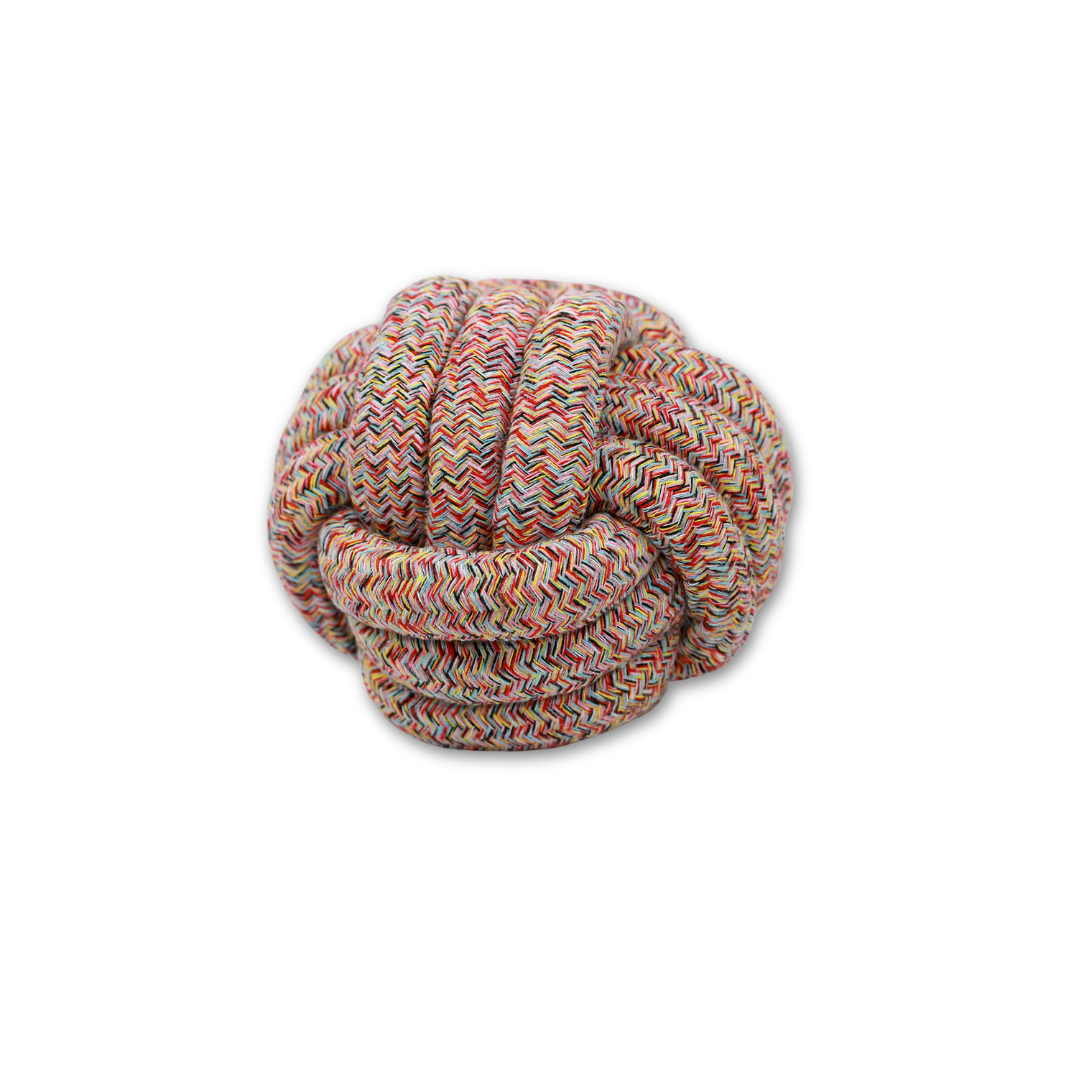 Bean Red Bliss Large Rope Ball Toy – Durable Chew for Aggressive Chewers by Knotty Pawz