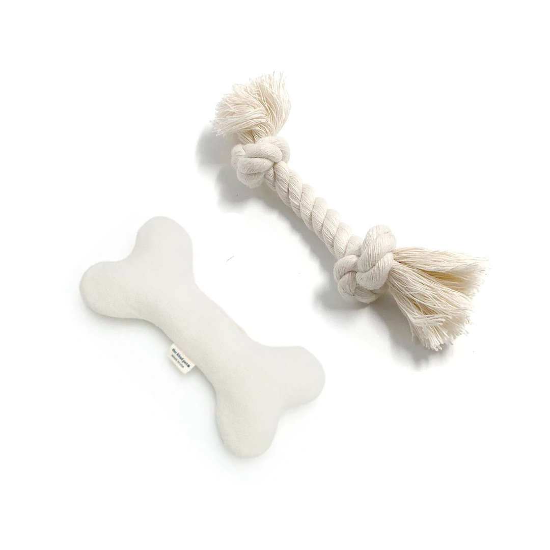 Boba & Vespa Natural Dog Toy Bundle in Cotton and Hemp (+ Free Poop Bag)-3