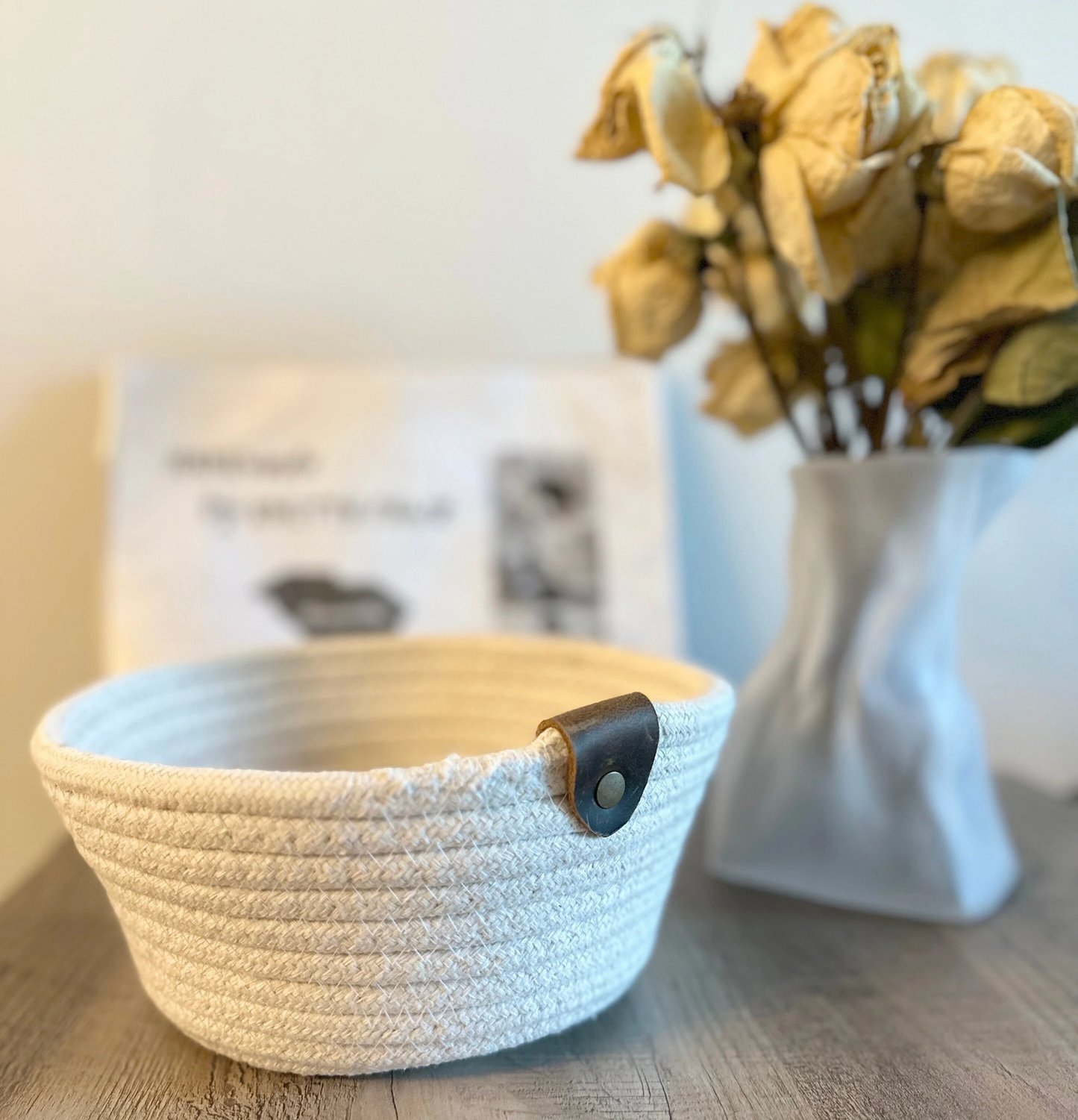 Knotty White Rope Basket – Sustainable Cotton Rope Storage by Knotty Pawz