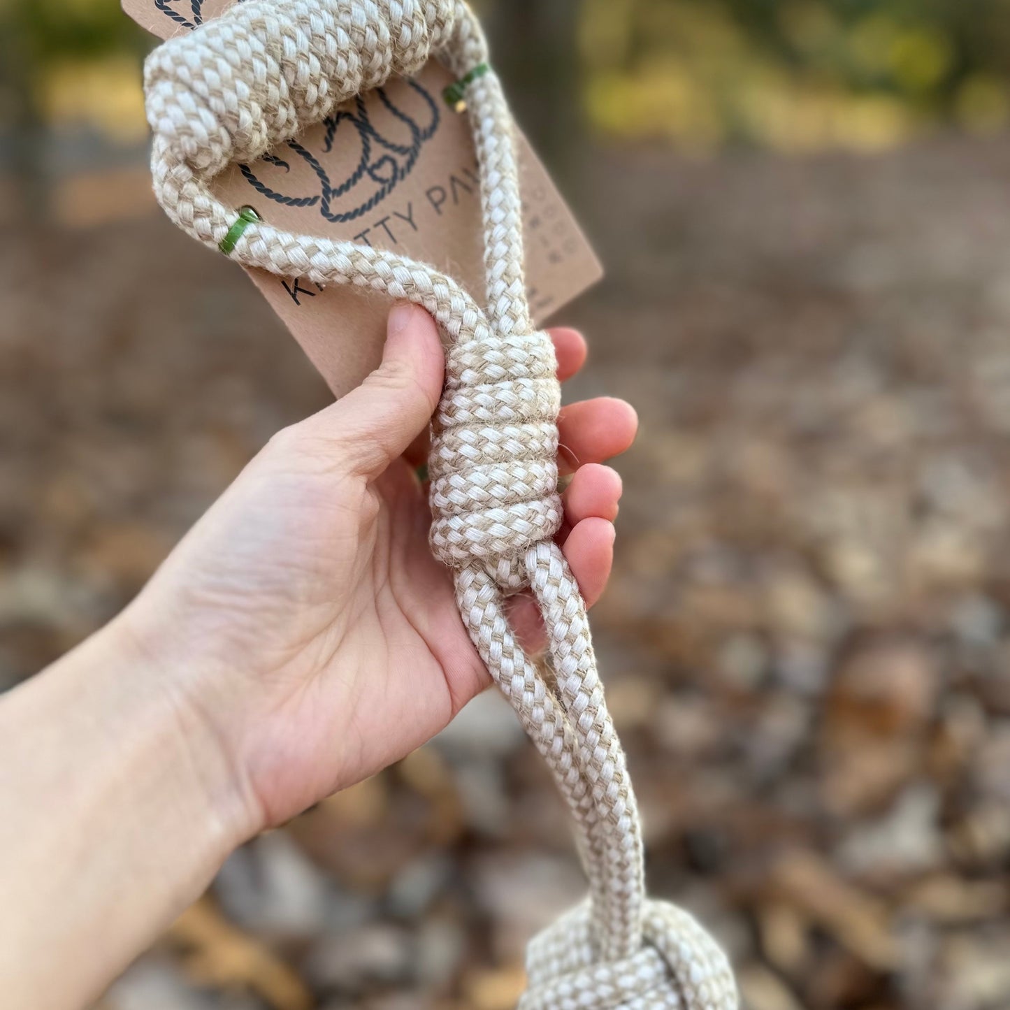 Forest Knot Hemp Rope Tug Toy with Handle