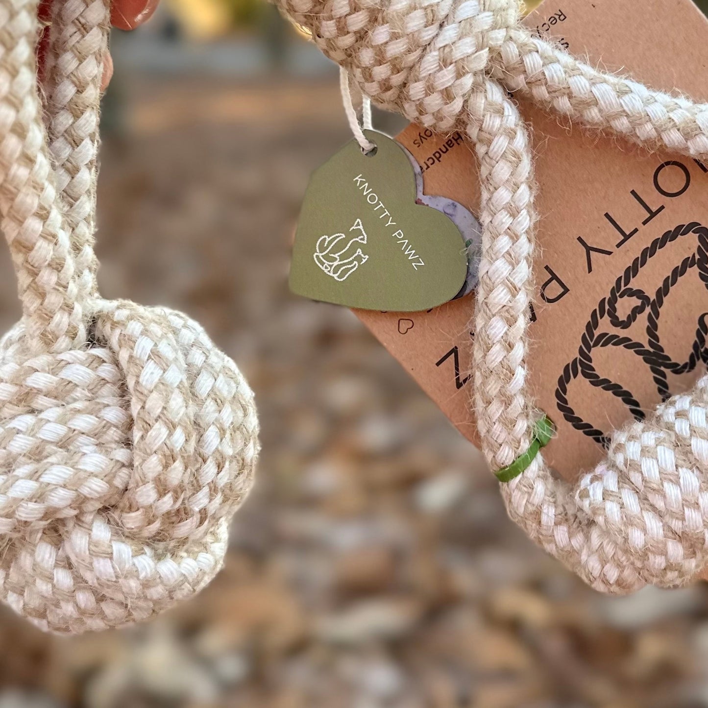 Forest Knot Hemp Rope Tug Toy with Handle