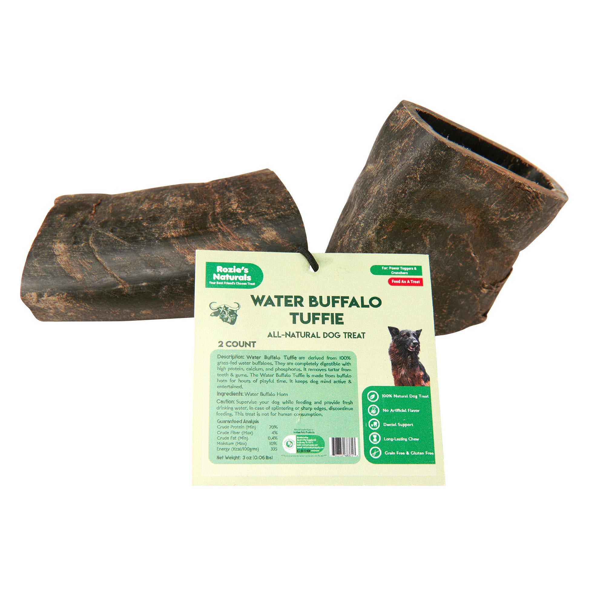 Water Buffalo Horn Section/Tuffie Dog Chews-2 Count-10 oz (WSP)-0