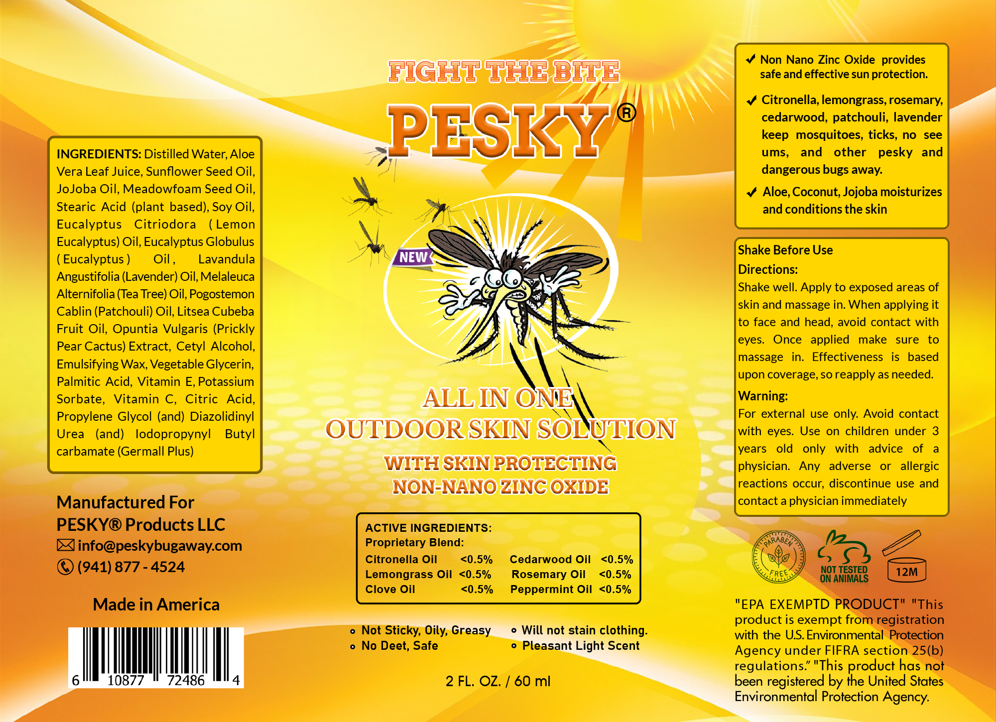 PESKY® Bug Away - All In One Outdoor Skin Solution with Skin Protecting Non-Nano Zinc Oxide-3