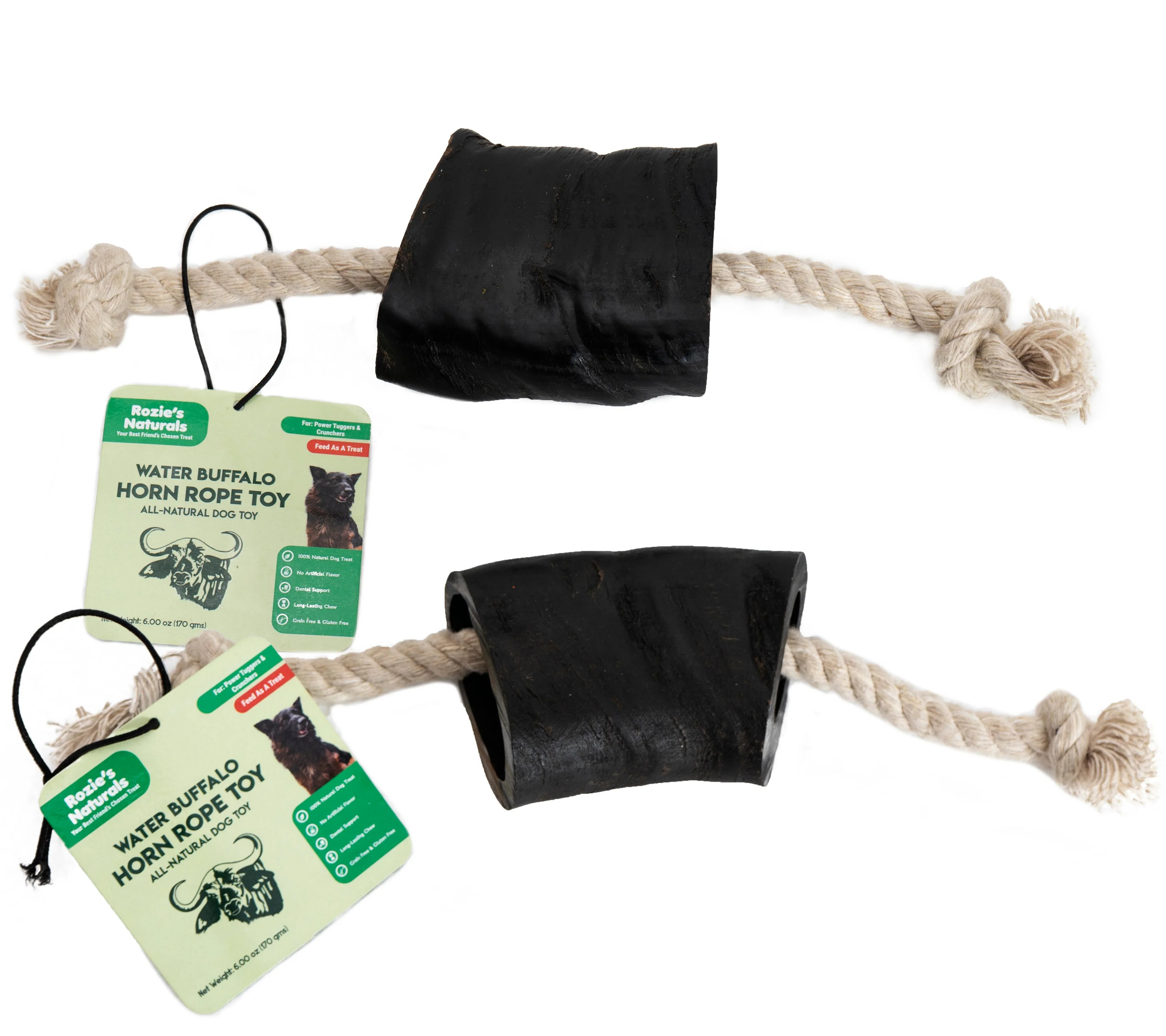 Dog toy set with rope, black bags, and packaging.