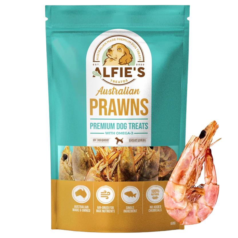 Wild-Caught Australian Jumbo Prawns Dog Treats | High-Protein Single-Ingredient Reward | Alfie’s Treatos