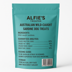 Teal package of Alfie's Treatos Australian Wild-Caught Sardine Dog Treats.