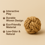 Natural Hemp Rope Ball Dog Toy | Eco-Friendly, Durable Playtime Essential | Knotty Pawz