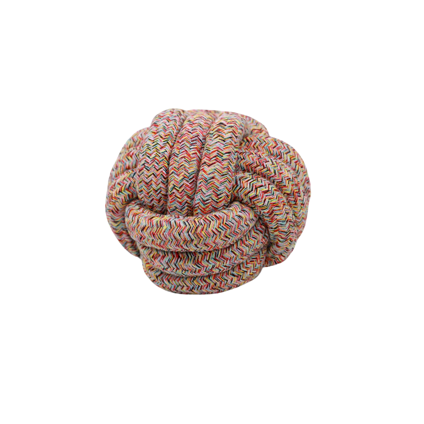 Bean Red Bliss Large Rope Ball Toy – Durable Chew for Aggressive Chewers by Knotty Pawz on a white background 
