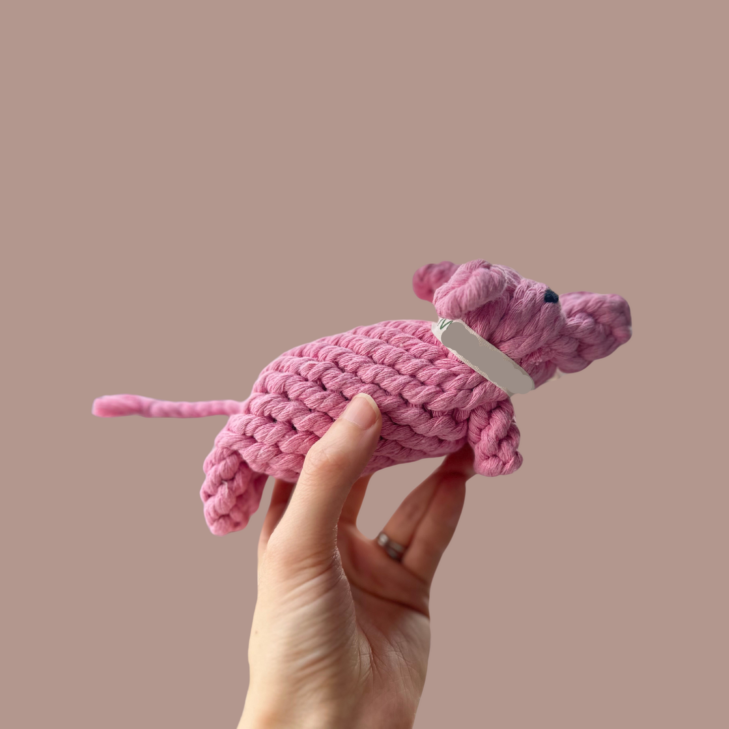 Piggy Pink Rope Dog Toy-1