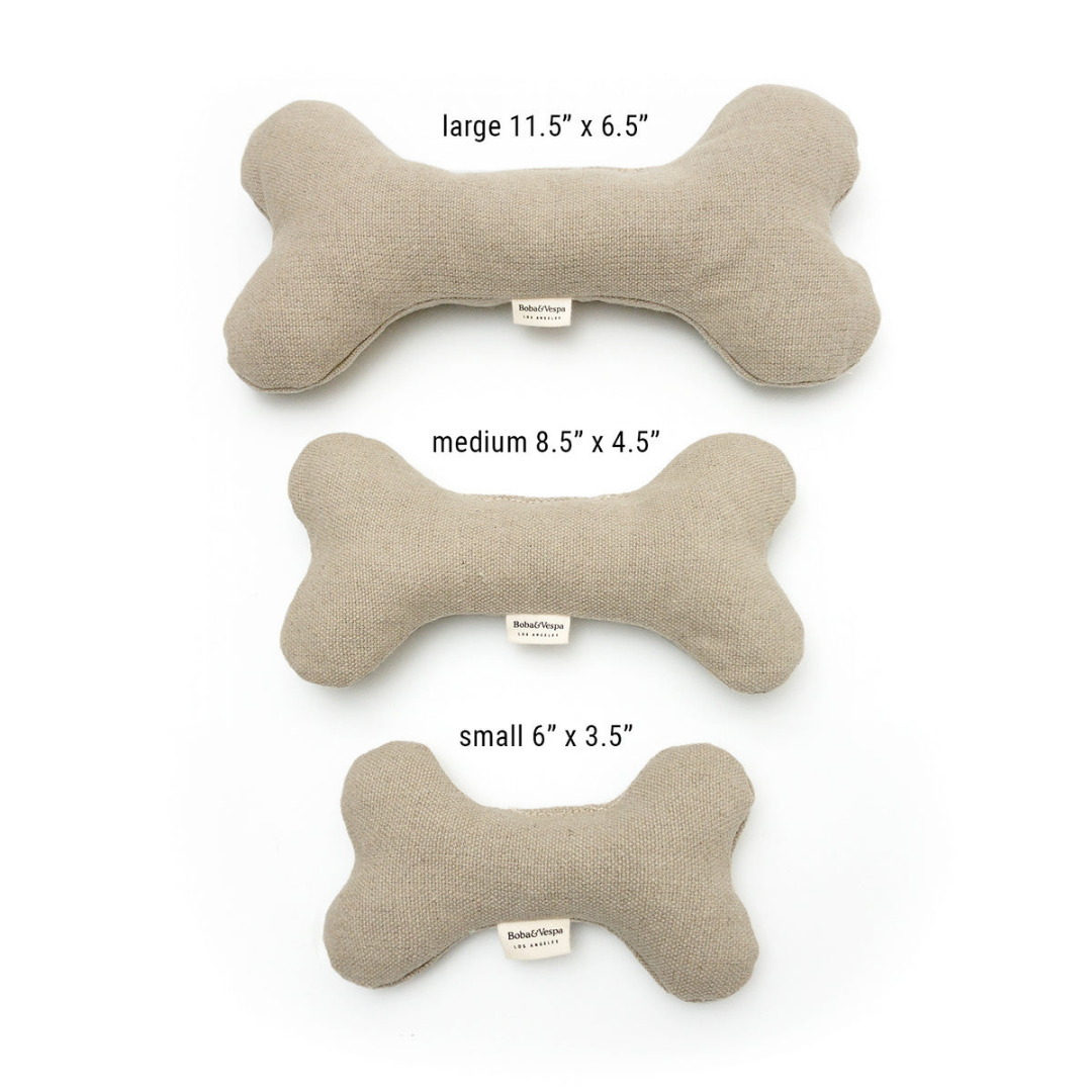Boba & Vespa Plush Hemp Dog Bone Toy for Gentle Chewers | Soft & Squeaker Free-3