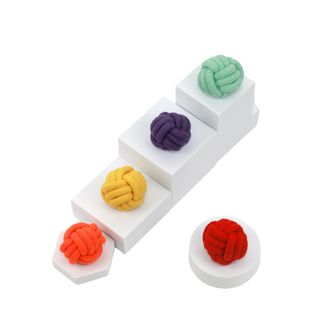 Petite Pup Rainbow Rope Ball Set-0