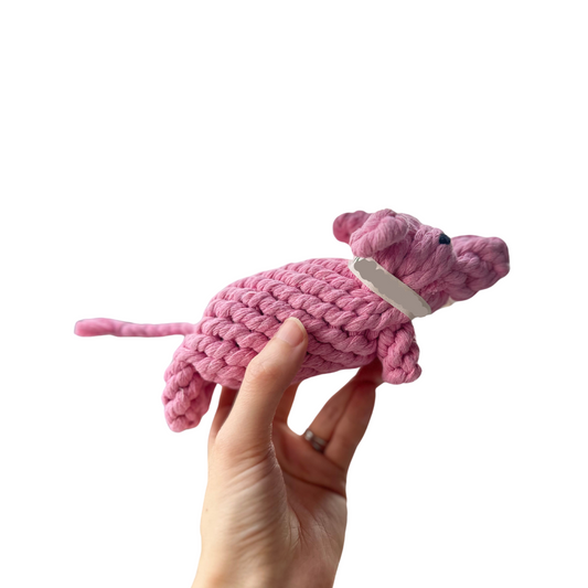 Piggy Pink Rope Dog Toy-0