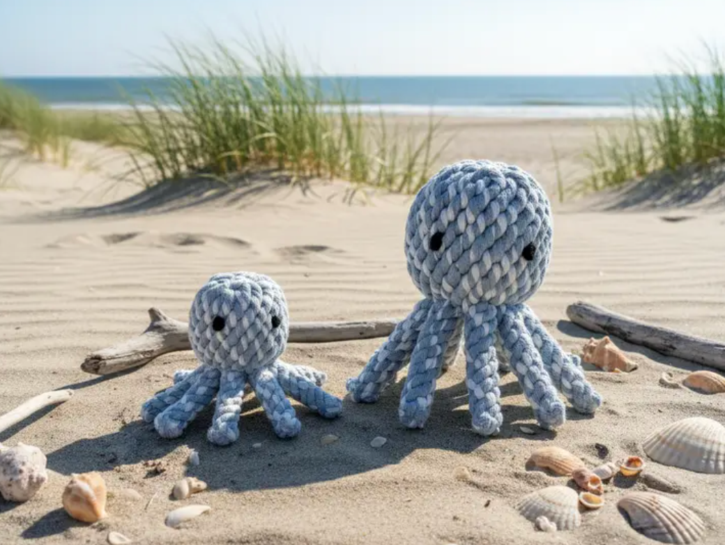 Kai the Octopus Rope Toy – Interactive Coastal Play by Knotty Pawz