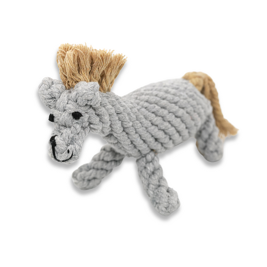 Serene the Gray Horse Rope Dog Toy - Handmade Eco-Friendly Calm Play by Knotty Pawz