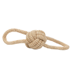 Beige rope with a knot on a white background