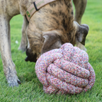 Bean Red Bliss Large Rope Ball Toy – Durable Chew for Aggressive Chewers by Knotty Pawz