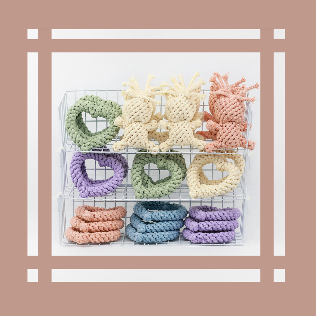 Sweetheart Macarons & Bear Hugs Collection Handmade Rope Dog Toys - Safe Engaging Play by Knotty Pawz