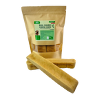 Packaging of Rozie's Naturals Dog Churpi Cheese Chew with two cheese chew treats in front