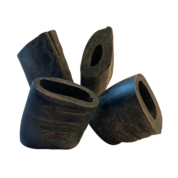 Four pieces of WATER BUFFALO TUFFIE DOG CHEWS on a white background