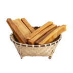 Basket filled with dog churpi cheese chews on a white background