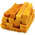 Stack of dog churpi cheese chews on a white background